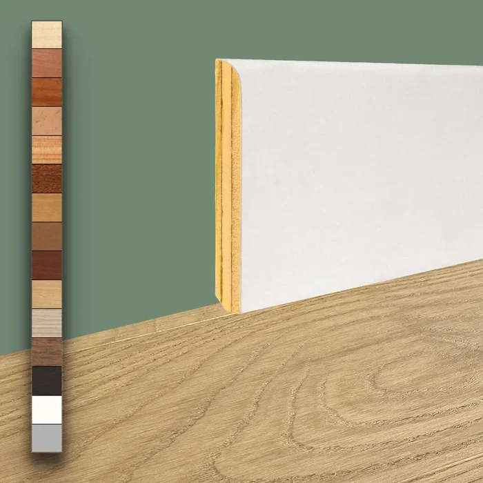 96ML Battiscopa BC in Legno Multistrato rivestito vari decori 70x10mm (incl. ral 9016 e alluminio)