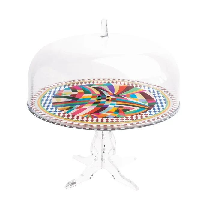 Alzata per dolci con campana in plexiglass dal design moderno decoro Rainbow Decor