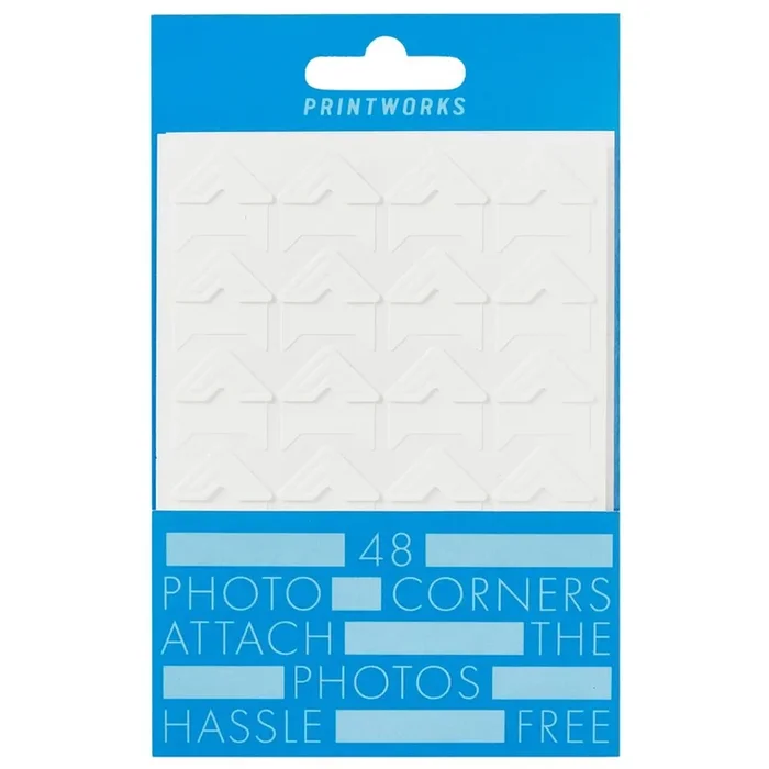 Angoli per foto, set di 48 pz, autoadesivi, bianchi, carta, Printworks