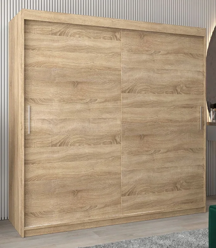 Armadio ad ante scorrevoli Bisaurin 5A, rovere Sonoma – 200 x 200 x 62 cm (h x l x p)