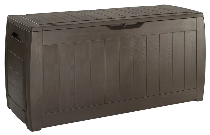 Baule Cassapanca da Esterno 117,5×57,3×45 cm in Resina Effetto Legno Keter Hollywood Marrone