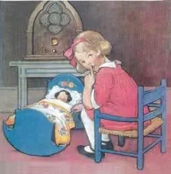 Biglietto Auguri Canada Vintage Bimba Con Culla