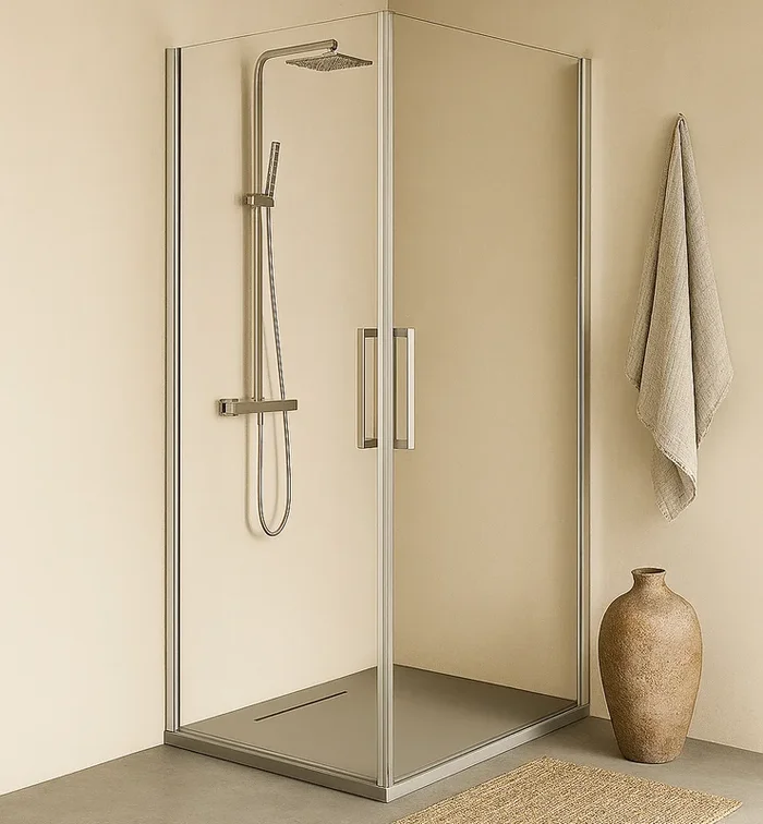 Box doccia 90×100 doppio battente vetro temperato 6 mm 195 H cromo Linje