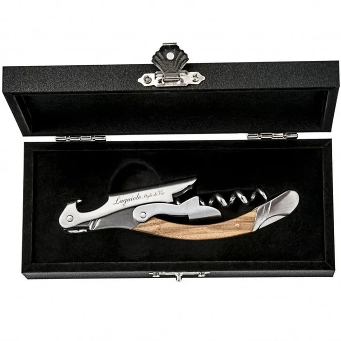 Cavatappi LUXURY, confezione regalo, manico in legno d’ulivo, Laguiole