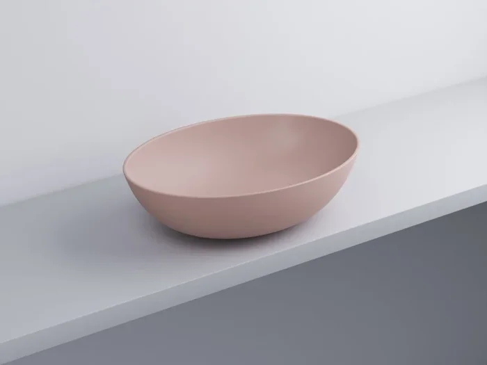 Cielo Eco Small Bacinella 58×42 Ovale Da Appoggio Senza Troppo Pieno cipria