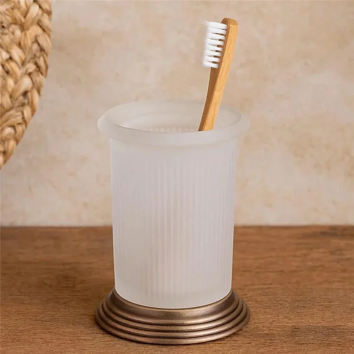 Colombo design Hermitage B33410OA portaspazzolini in Vetro Acidato Naturale ottone anticato