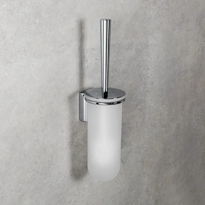 Colombo Luna B0107 Porta Scopino a muro in Vetro Acidato Naturale cromo