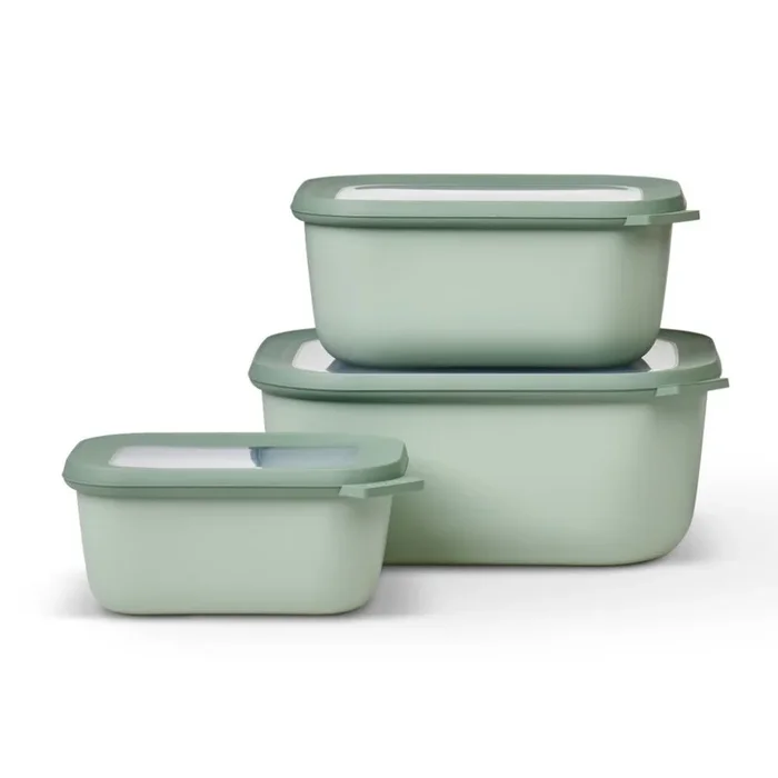 Contenitore per alimenti CIRQULA RECT XL, set di 3 pz, Salvia nordica, plastica, Mepal