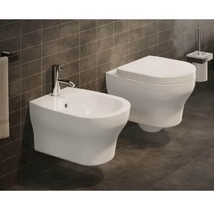 Coppia Di Sanitari Sospesi Senza Brida Ceramica Cielo “Jo ” Bianco Lucido