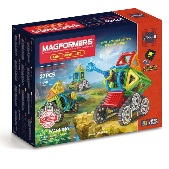 Costruzioni Magnetiche 3D Gioco Calamitato 27 Pezzi Magformers Mezzi Cingolati