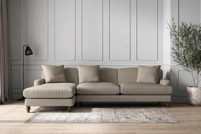 Deni Grand Left Hand Chaise Sofa – Recycled Cotton Flax