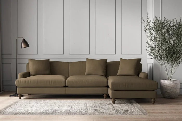 Deni Grand Right Hand Chaise Sofa – Brera Linen Chestnut