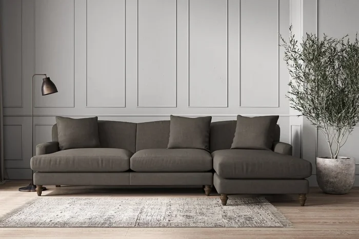 Deni Grand Right Hand Chaise Sofa – Brera Linen Granite
