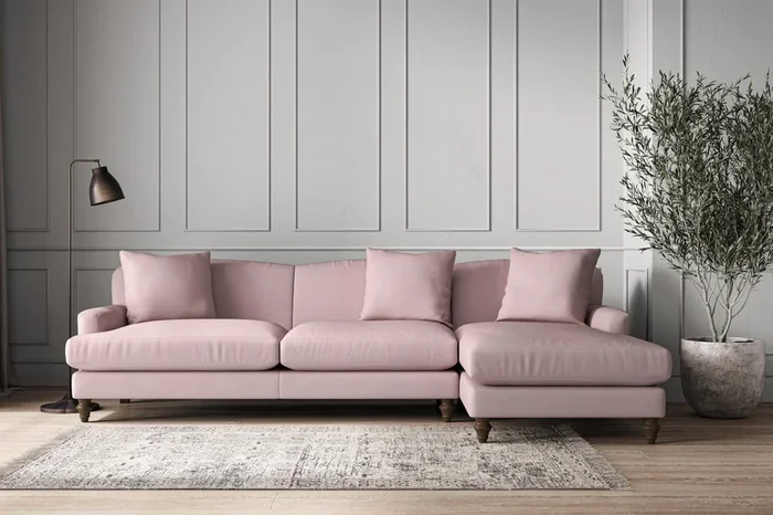 Deni Grand Right Hand Chaise Sofa – Recycled Cotton Lavender