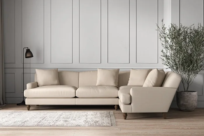 Deni Grand Right Hand Corner Sofa – Recycled Cotton Natural