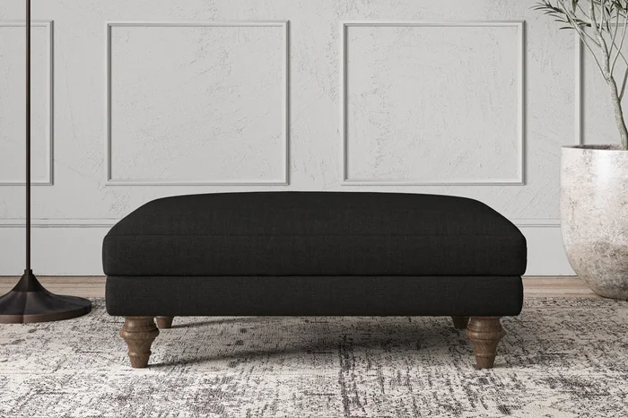 Deni Medium Footstool – Brera Linen Charcoal