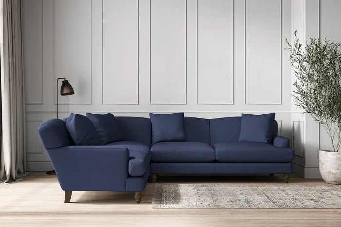 Deni Super Grand Left Hand Corner Sofa – Recycled Cotton Navy