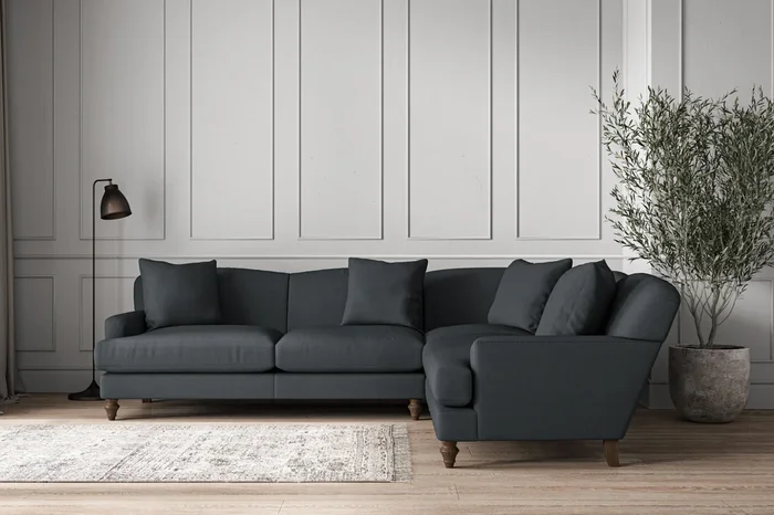 Deni Super Grand Right Hand Corner Sofa – Recycled Cotton Thunder