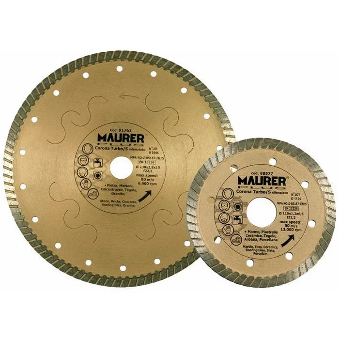 Disco Diamantato Corona Turbo/S 110×1,2×6,5 mm Ø Foro 22 mm Maurer Plus