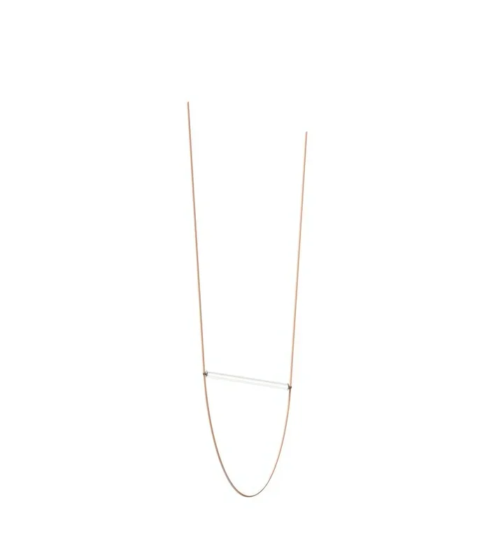 Flos Wireline Lampada led 130 cm a sospensione e luce diffusa in vetro trasparente con cavo in gomma Rosa
