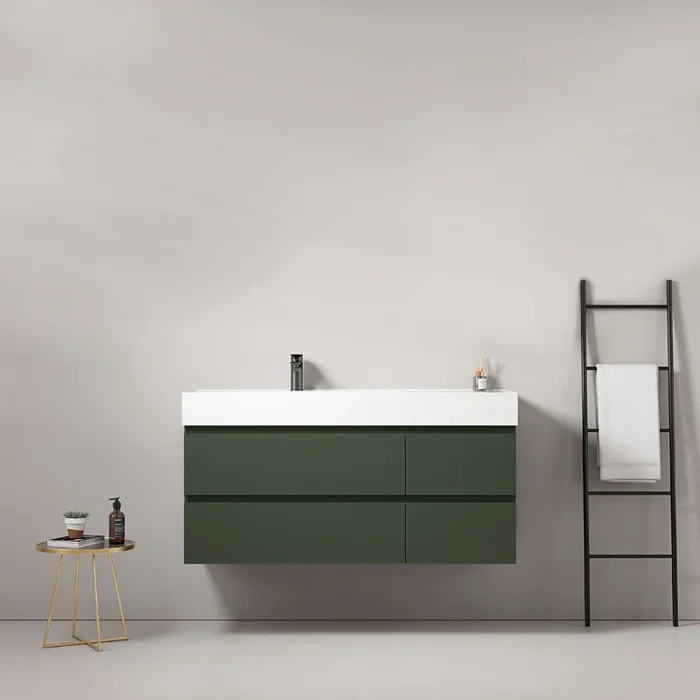 Fluid bagno sospeso 120 cm Verde Comodoro Lavabo a Sinistra in Resina Senza Specchio – Fiji Paint
