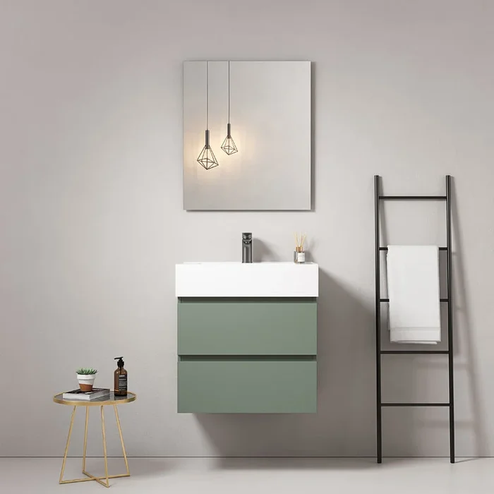 Fluid bagno sospeso 60 cm Verde Salvia Lavabo in Resina Specchio Quadro – Fiji Paint