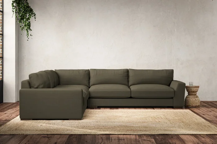 Guddu Gravid Left Hand Corner Sofa – Recycled Cotton Fatigue