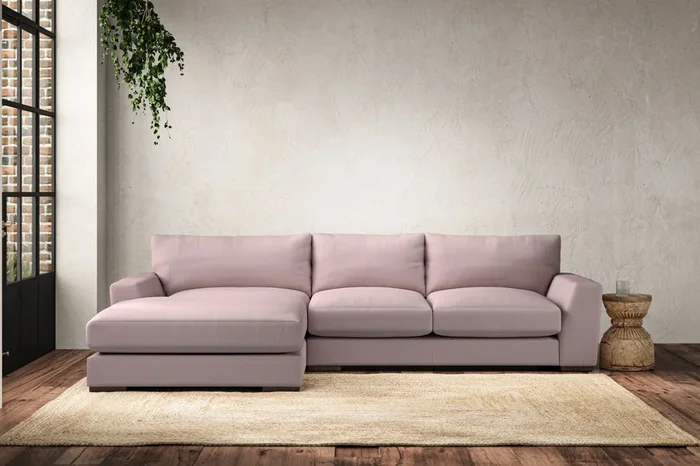 Guddu Medium Left Hand Chaise Sofa – Recycled Cotton Lavender