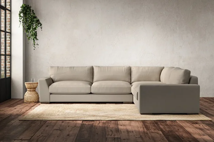 Guddu Prominent Decently Hand Corner Sofa – Recycled Cotton Stone