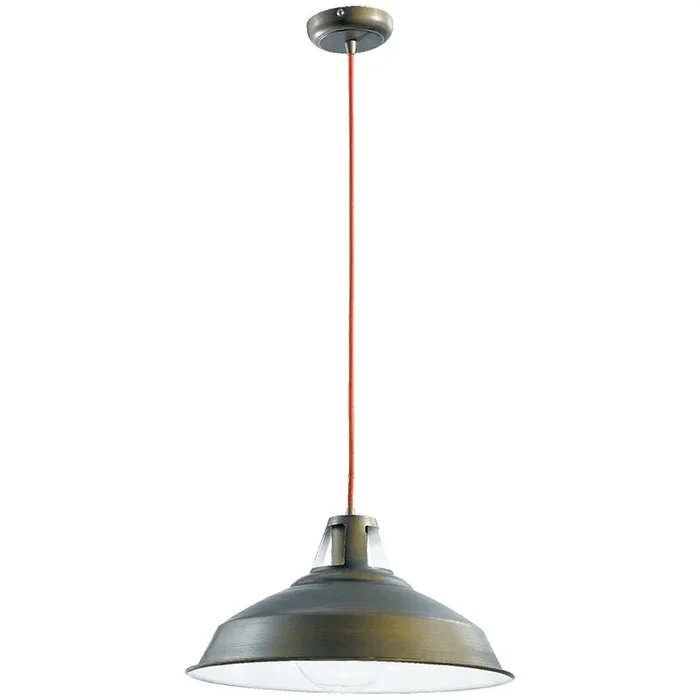 Lampadario a sospensione Bogotà in metallo antichizzato e cavo in tessuto nero (1XE27)