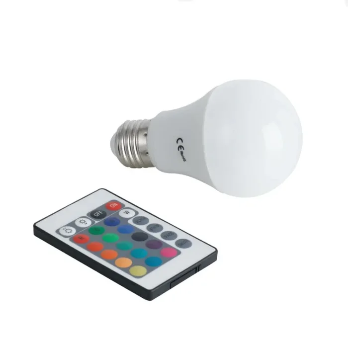 Lampadina LED E27 RGB 10W 935 Lumen con Telecomando Dimmerabile 24 Effetti Multicolor
