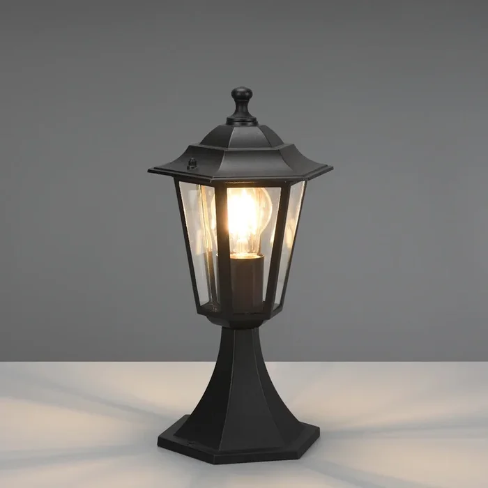 Lampioncino da esterno nero H36cm con lanterna esagonale IP44