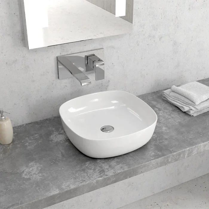 Lavabo D’Appoggio 37,5×37,5 Cm Karag Bianco Lucido