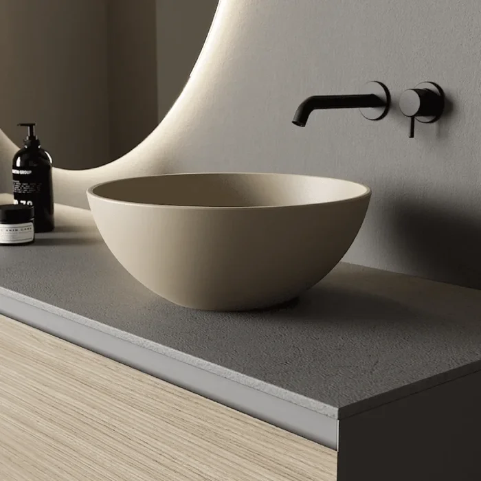 Lavabo D’Appoggio 38 Cm Nic Design “Flavia ” Sabbia Opaco