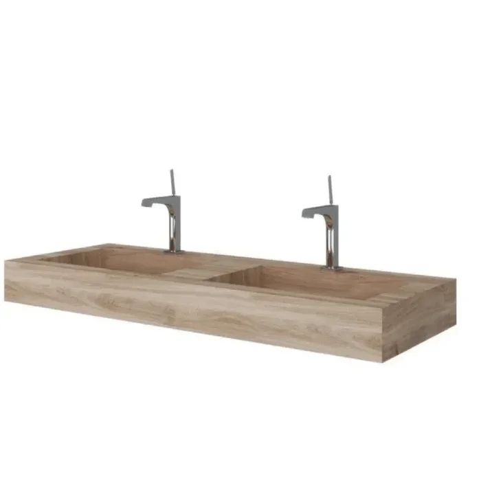 Lavabo Sospeso Con Foro Doppia Vasca 120×46 Cm Savini Due “Idea ” Miele
