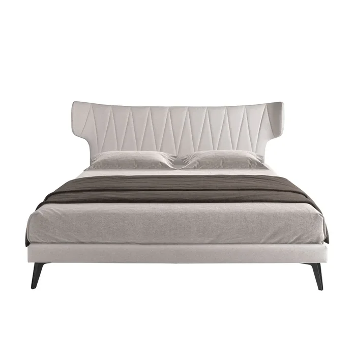 Letto in tessuto grigio chiaro