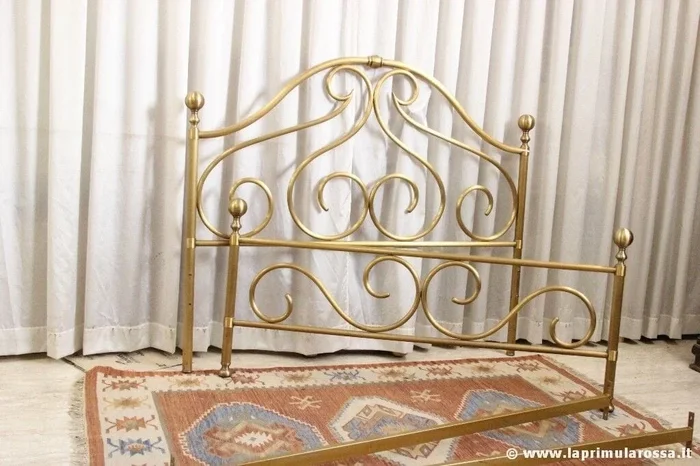 LETTO MATRIMONIALE VINTAGE IN OTTONE RIVA DI CANTU – TESTATA E PEDIERA 2 PIAZZE