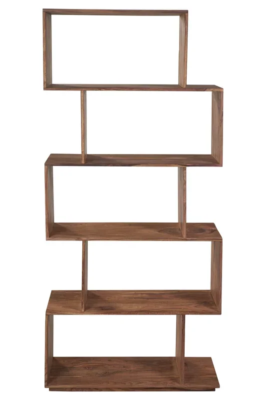 Libreria sfalsata 5 ripiani in legno naturale