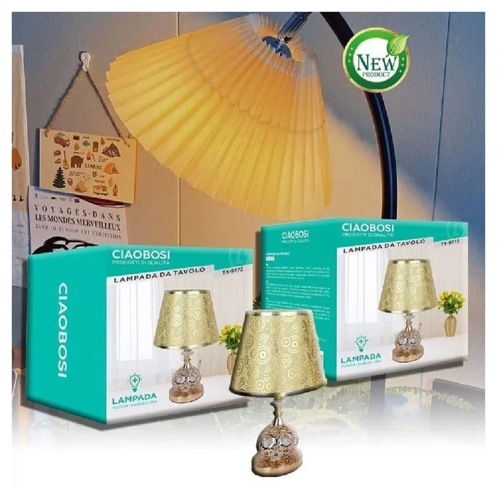 LUME LAMPADA DA TAVOLO ABAT JOUR COMODINO COMÒ ARREDO CAMERA CASA LUCE TX-9772