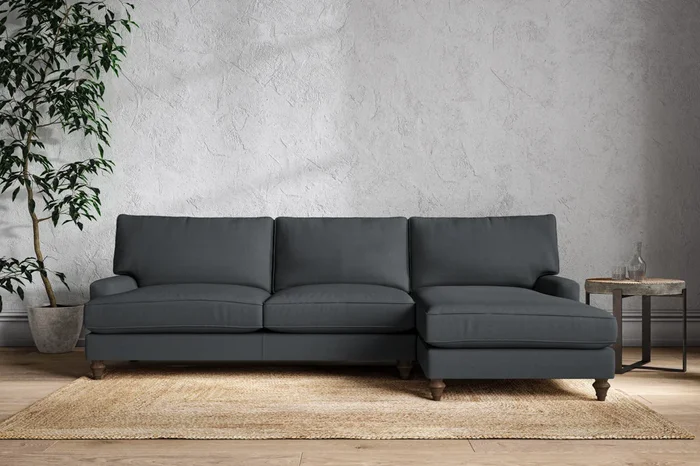 Marri Grand Right Hand Chaise Sofa – Recycled Cotton Thunder