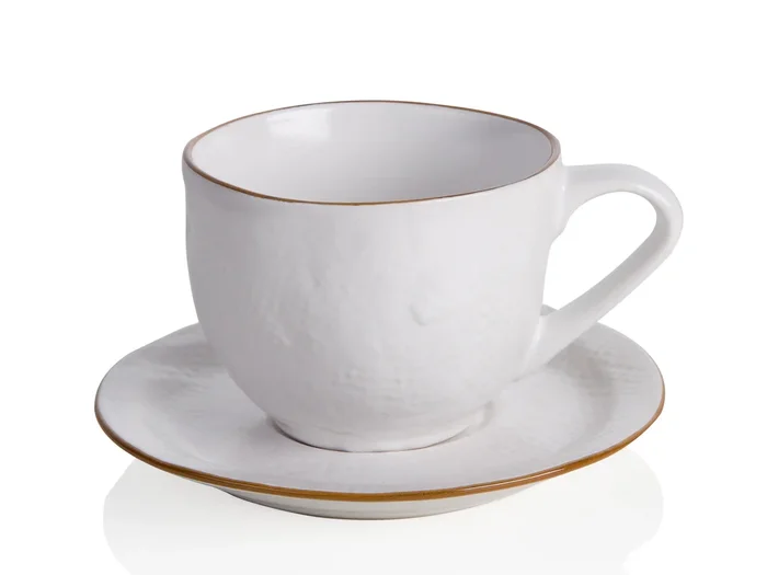 Mediterraneo – Tazza Macchiato con Piattino in Gres Bianco