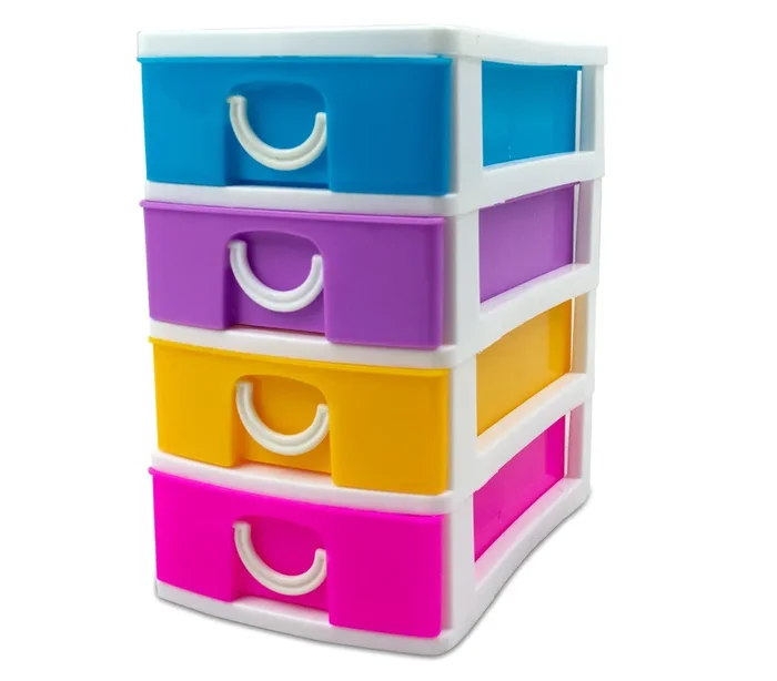 Miniskirt Cassettiera 4 Piani 9x13x15 cm Multicolor in plastica rigida