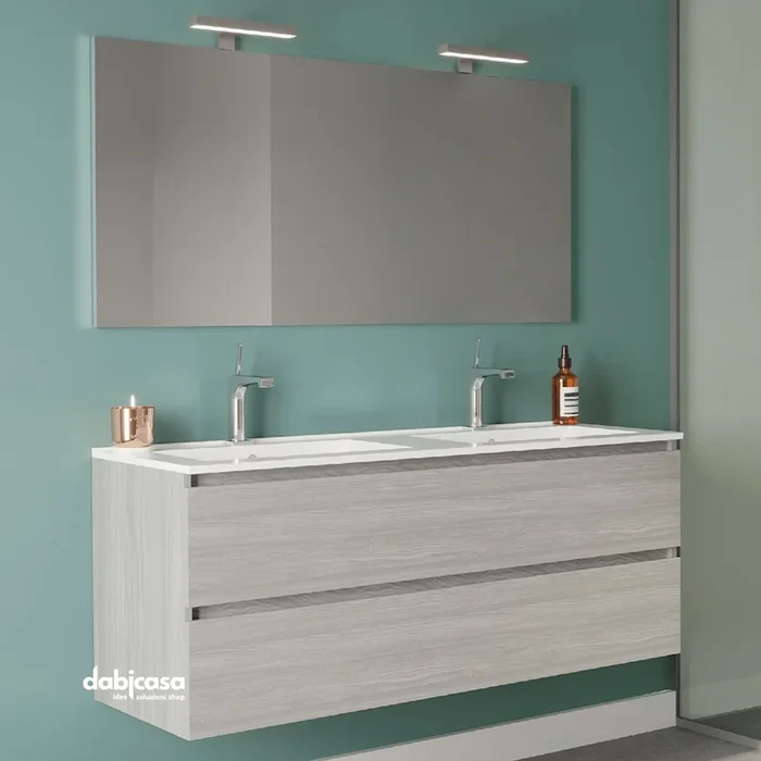 Mobile Bagno “New Harmony Classic ” Sospeso da 120 cm Con 2 Cassettoni Rovere Grigio