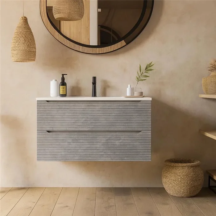 Mobile River bagno grigio 80×45 San Marino con lavabo in mineralmarmo