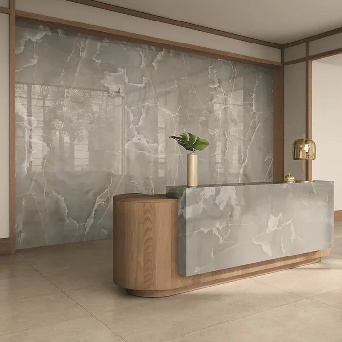 Onici Grigio Lux – Gres Effetto Onice Lucido 90×180 Rettificato