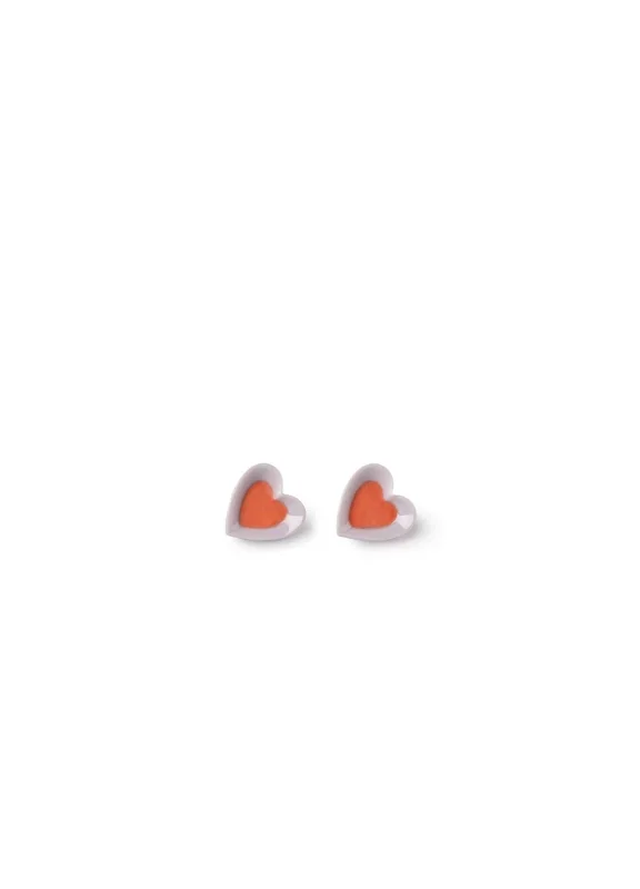 Orecchini a bottone Hearts. Viola e rosso