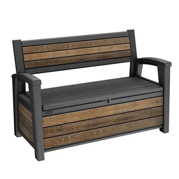 Panchina da Esterno Keter Deco Bench 60G 132,7×61,2×89 cm in DecoCoat Effetto Legno Noce