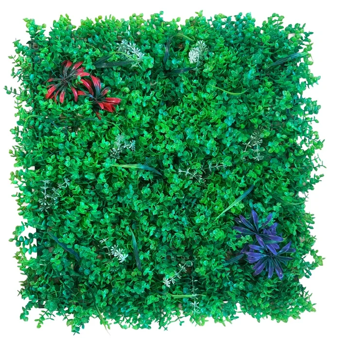 Pannelli Verde Verticale 50×50 cm Ultra-realistici e folti, per interno/esterno BOSSO E FIORI – Perpetual Parquet