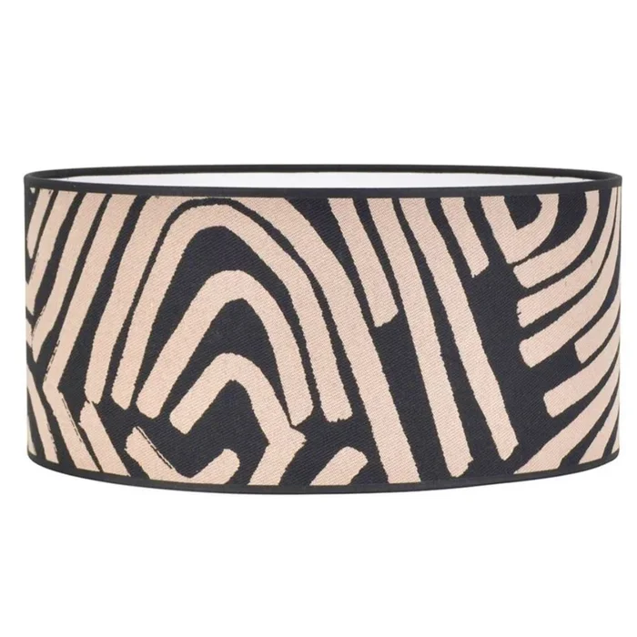 Paralume Cilindro Ø40 cm in Tessuto con Decoro Afrika Stile Etnico Moderno per Portalampade E27