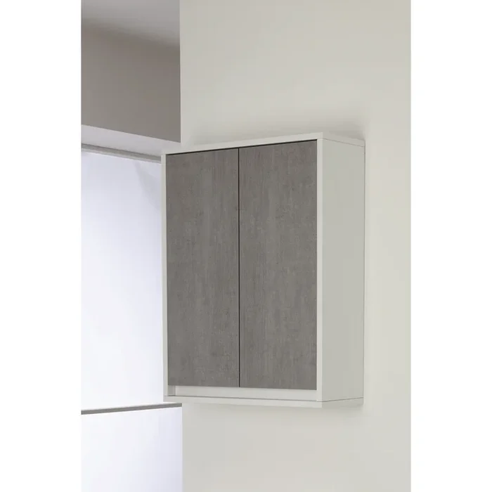 Pensile Portaoggetti 80 Cm Due Ante Feridras “Fabula ” Bianco/Cemento